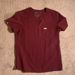 Figs Technical Collection Small Red Maroon Top Shirt Pocket
